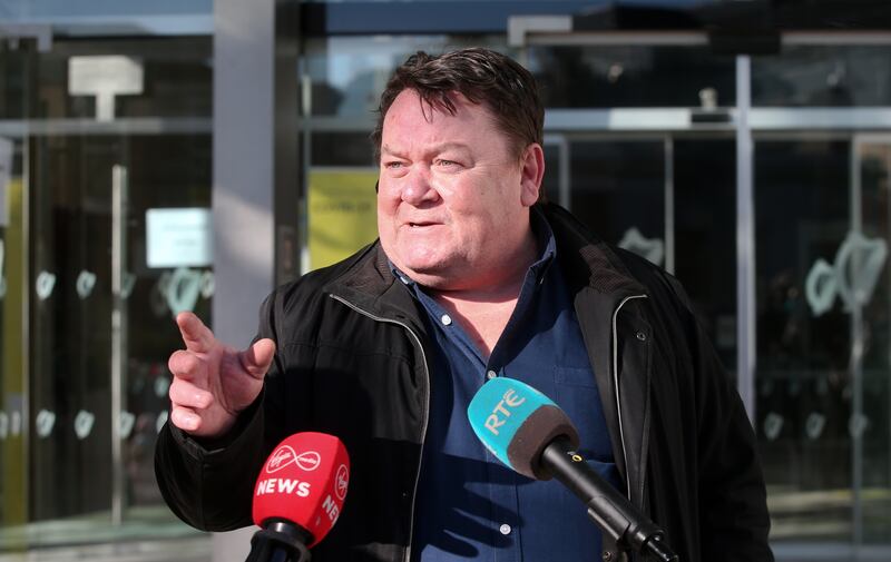 Damien Hetherington outside the Dublin Circuit Criminal Court after McClean was sentenced to eight years in jail. Photograph: Laura Hutton 