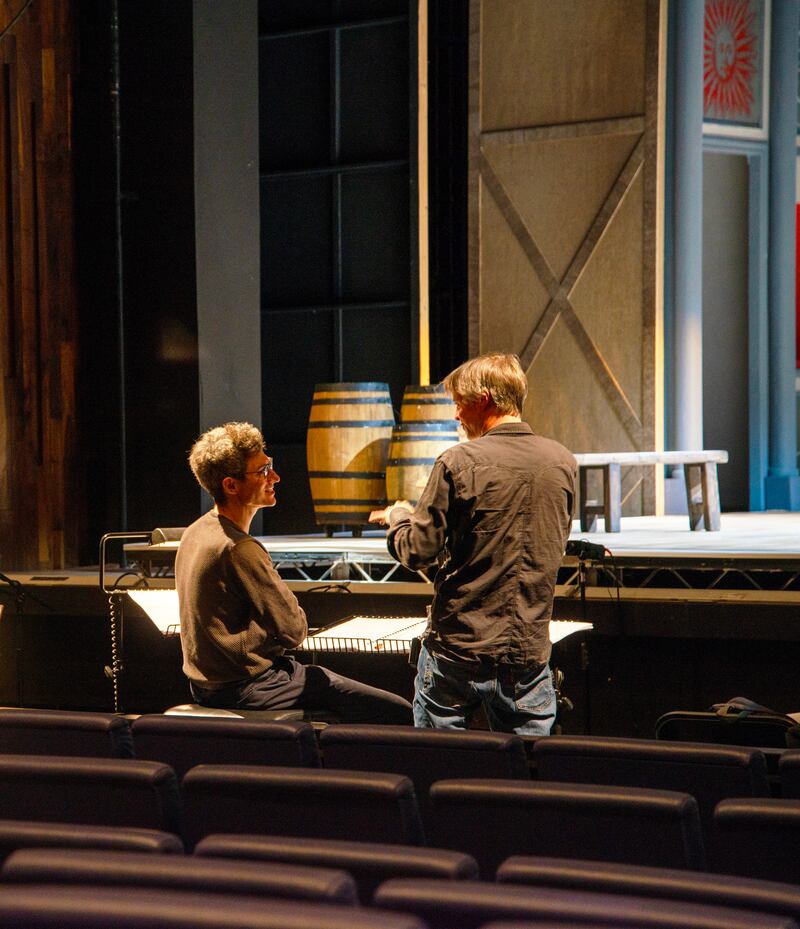 Conductor Ciarán McAuley and chorus master Andrew Synnott at rehearsals for The Critic. Photograph: Padraig Grant  