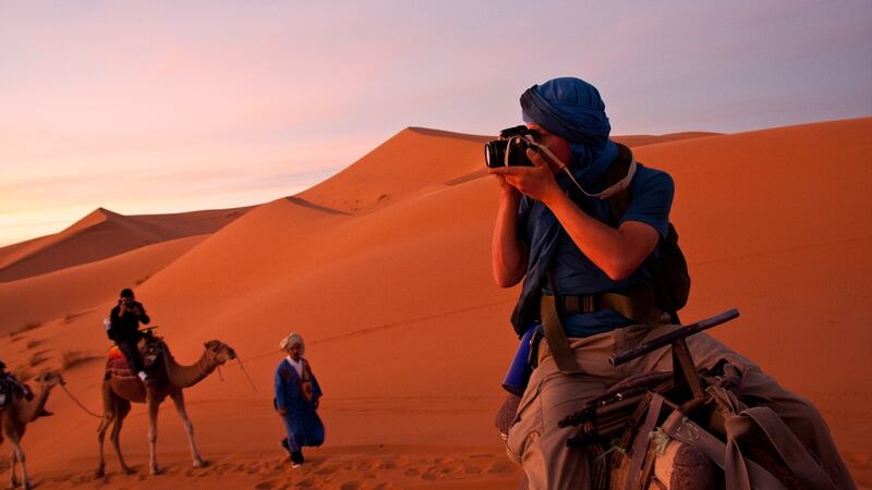 Henk van der Klok in the Sahara in 2011, where he travelled to a Berber camp 10km into the desert
