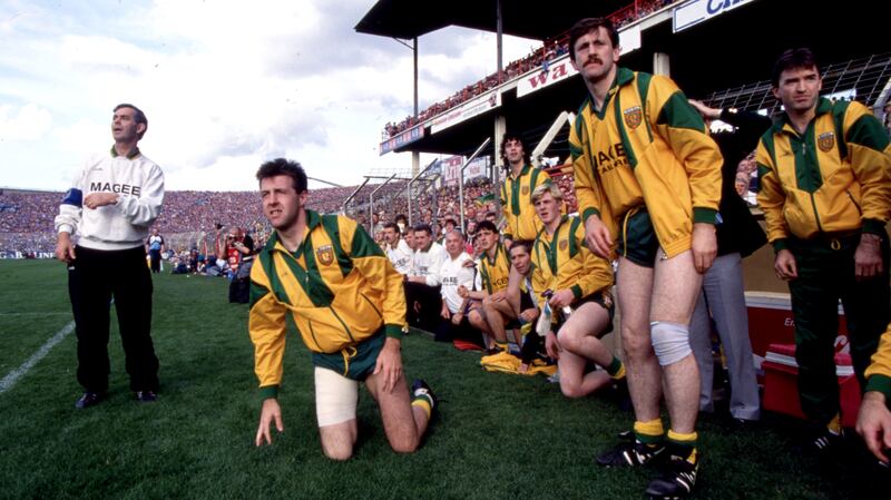 On the side-line at Croke Park during the 1992 All-Ireland final. Photograph: Billy Stickland/Inpho