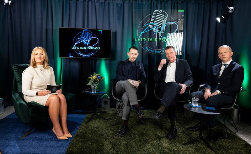 Brian Kirby and Paul D’Alton who feature alongside broadcaster, Dr Ciara Kelly, and Damien Broderick, who is living with psoriasis, in the PsO Let’s Talk Psoriasis video and podcast series by Janssen Sciences Ireland UC