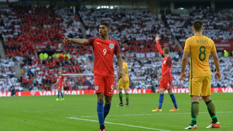 Marcus Rashford scored on his international debut against Australia in May 2016. Photograph: Mark Runnacles/Getty
