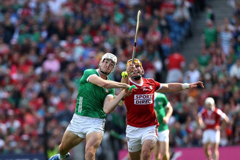 Limerick's Kyle Hayes and Declan Dalton of Cork. Hayes was the best left half back in the championship. Photograph: Bryan Keane/Inpho