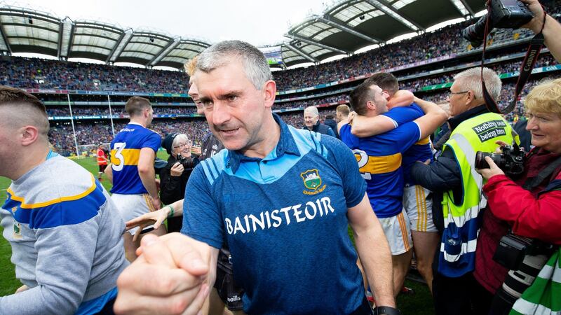 Liam Sheedy as Tipperary’s manager in Croke Park for the All-Ireland Senior Hurling Final in 2019. Photograph: Tom Honan
