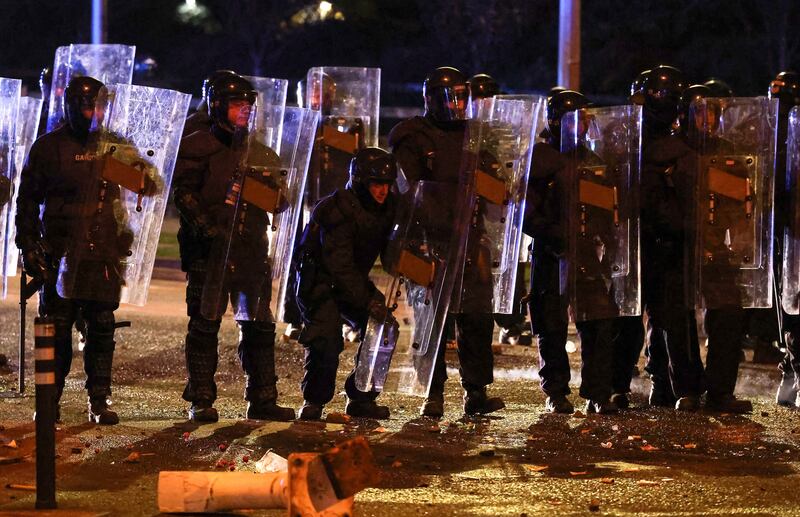 Members of the Public Order Unit near  Citywest Hotel. Photograph: Colin Keegan/Collins Dublin