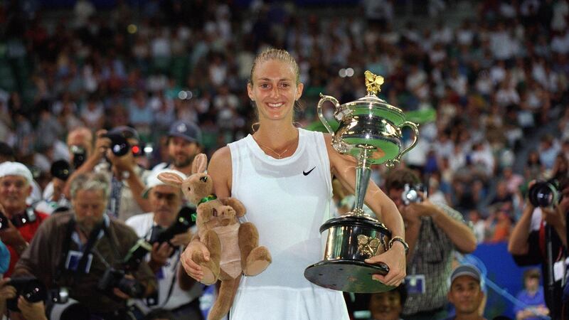 Mary Pierce celebrates her maiden Grand Slam win in the 1995 Australian Open. Photograph: William West/Getty/AFP