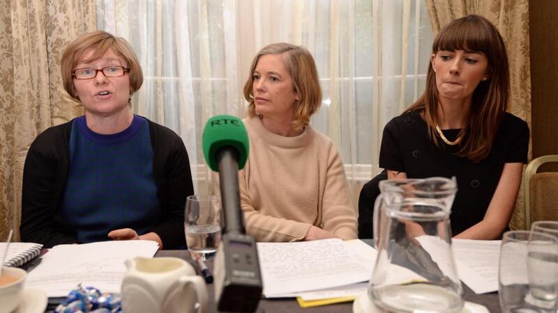 From left are  Orla O’Connor, director of the National Women’s Council, and Katherine O’Donnell and Maeve O’Rourke of Justice for Magdelenes Research at  a  Justice for Magdalenes press conference in Dublin on January 19th, 2015. Photograph: Eric Luke/The Irish Times