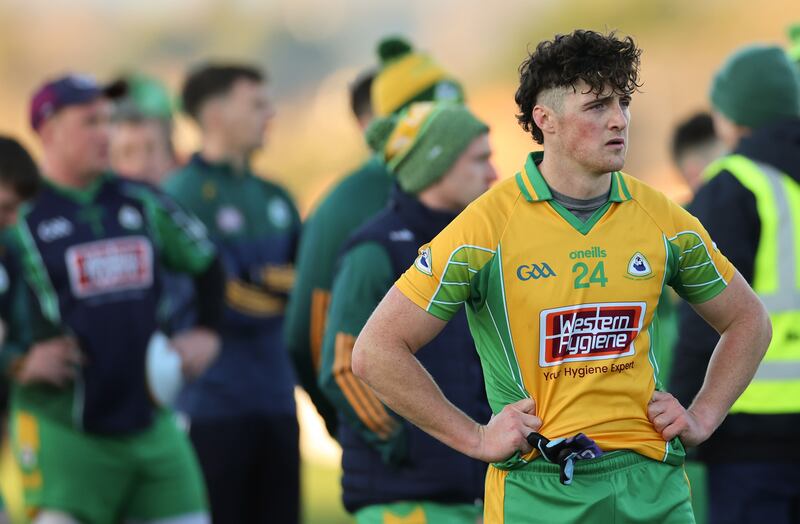Corofin’s Kieran Molloy dejected. Photograph: James Crombie/Inpho