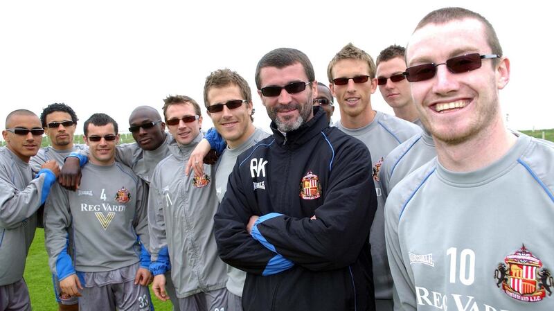 Stephen Elliott (right), alongside Roy Keane in 2007 during an Irish Guide Dogs campaign while at Sunderland. Elliott will line out for Drogheda this season. Photo: Craig Connor/Inpho