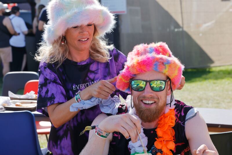 Aoife O’Callaghan and Neil Spillane enjoying the sunshine at Electric Picnic. Photograph: Alan Betson/The Irish Times

