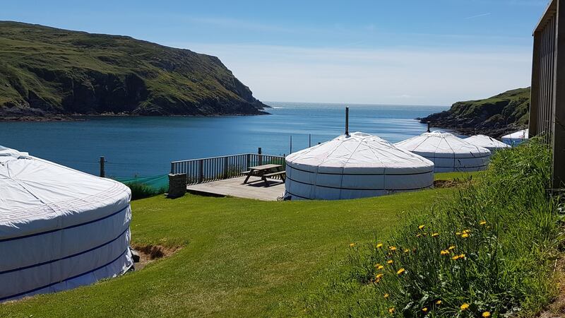 The Chléire Haven yurts at the South Harbour on Cape Clear