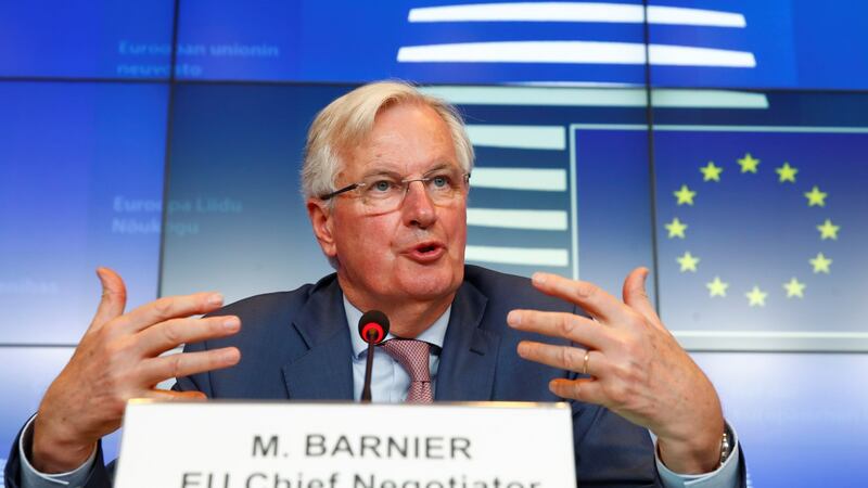 EU chief Brexit negotiator Michel Barnier addresses a news conference in Luxembourg. Photograph: Wolfgang Rattay/Reuters