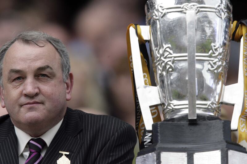 Nickey Brennan with the Liam McCarthy Cup at the All-Ireland hurling final in Croke Park on September 2nd, 2007. Photograph: Andrew Paton/Inpho