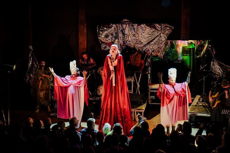 Christeene and her Fukkn Band performing on the stage at the City Winery on the West Side of Manhattan. Photograph: Jutharat Pinyodoonyachet/New York Times