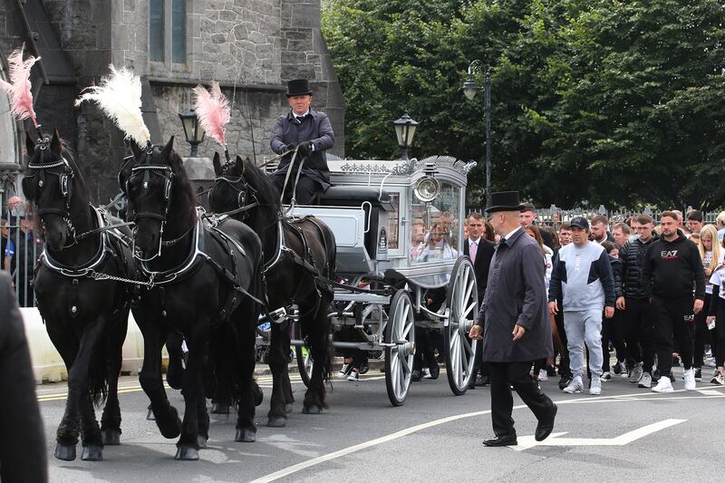 Savannah Calvert's procession arrives at St John's Cathedral Limerick. Photograph: Brendan Gleeson