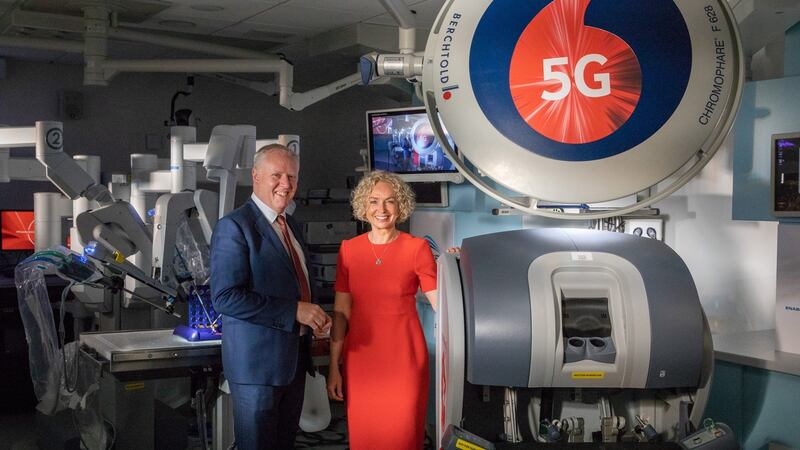 Prof Barry O’Reilly, director of  the Assert Centre and Anne O’Leary, chief executive of Vodafone Ireland