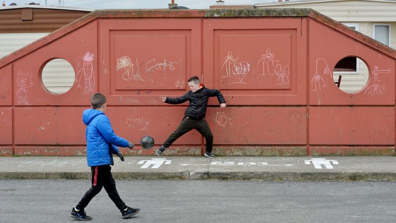 Joe McDonnell and Joe Lawrence at St Dominic’s Park Traveller site at Belcamp Lane, Darndale. Photograph: Alan Betson/The Irish Times