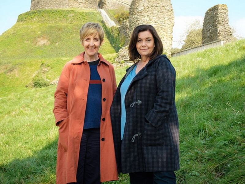 Julie Hesmondhalgh and Dawn French on the set of The Trouble with Maggie Cole