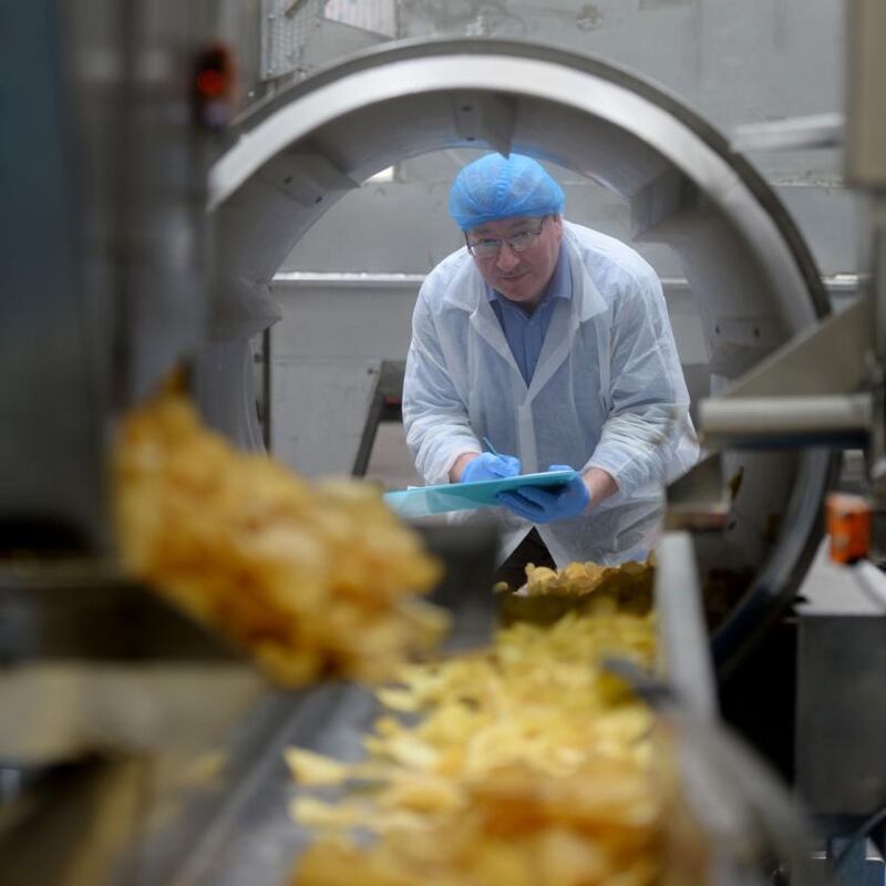 Every so often a crisp is taken off, ground to dust and taken to the lab for a moisture check. Photograph: Alan Betson