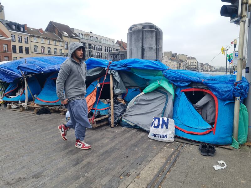 Tents where mostly Afghan men slept for weeks in Brussels.