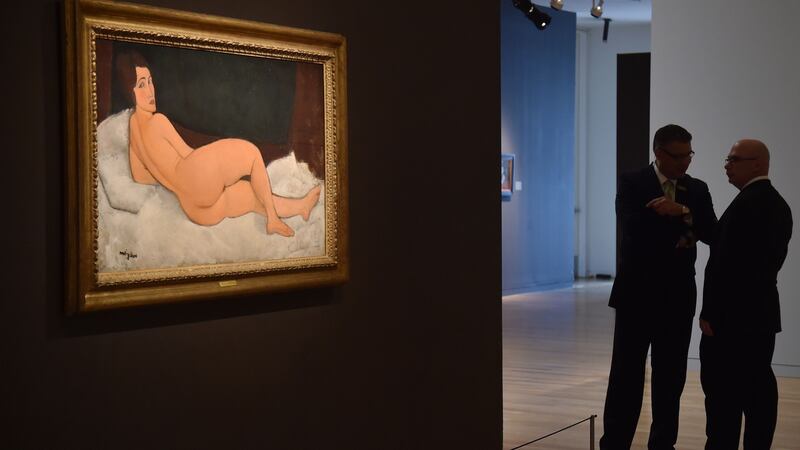 ‘Nu Couche(sur le cote gauche)’ by Amedeo Modigliani is seen during a Sotheby’s preview.  Photograph: Getty