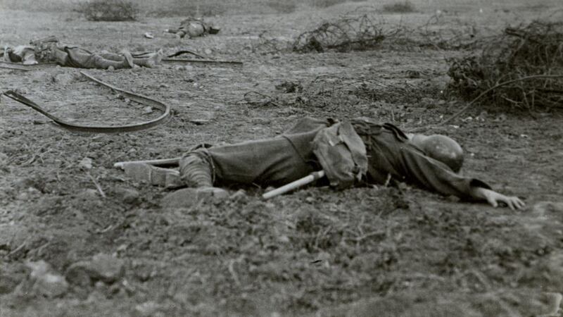 During the bitter and desperate battle at Mouquet Farm, about 2km from Pozières, Martin O’Meara performed repeated acts of bravery.  Photograph: The Print Collector/Print Collector/Getty