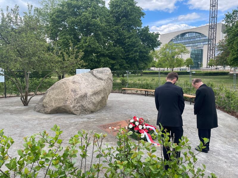 A memorial stone unveiled in Berlin on the 80th anniversary of VE Day. Photograph: Derek Scally