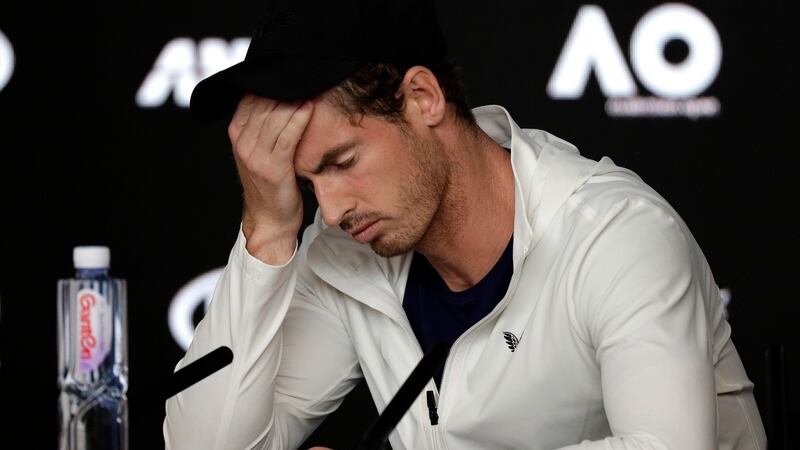 Murray speaks at a press conference after his defeat. Photo: Kin Cheung/AP Photo