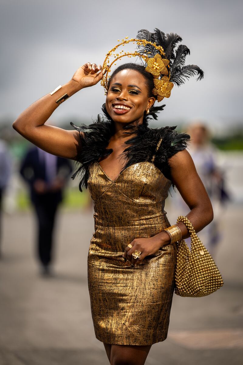 Tessy Ehiguese from Dublin enjoying Ladies' Day. Photograph: Morgan Treacy/Inpho