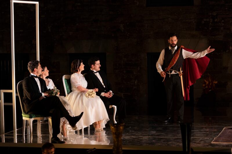 A Midsummer Night’s Dream: Amy Ní Fhearraigh, Gregory Feldmann, Peter O’Reilly, Sarah Richmond and Dominic Veilleux. Photograph: Frances Marshall

