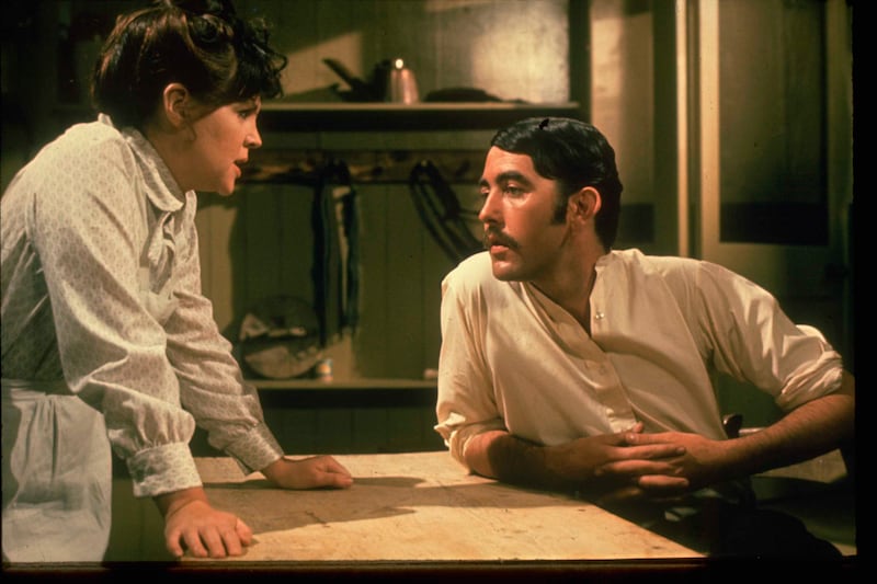 Actors Pauline Collins and John Alderton on the set of Upstairs, Downstairs. Photograph: TV Times via Getty Images