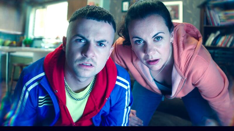 Mairéad played by Hilary Rose, does her best to raise the two troublemakers. Photographer: Miki Barlok