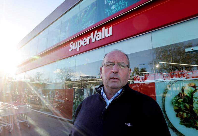 Jim Treacy outside his SuperValu supermarket in Churchtown. Photograph: Alan Betson