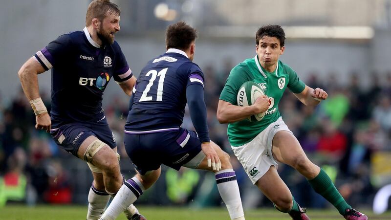 Joey Carbery in action against Scotland.