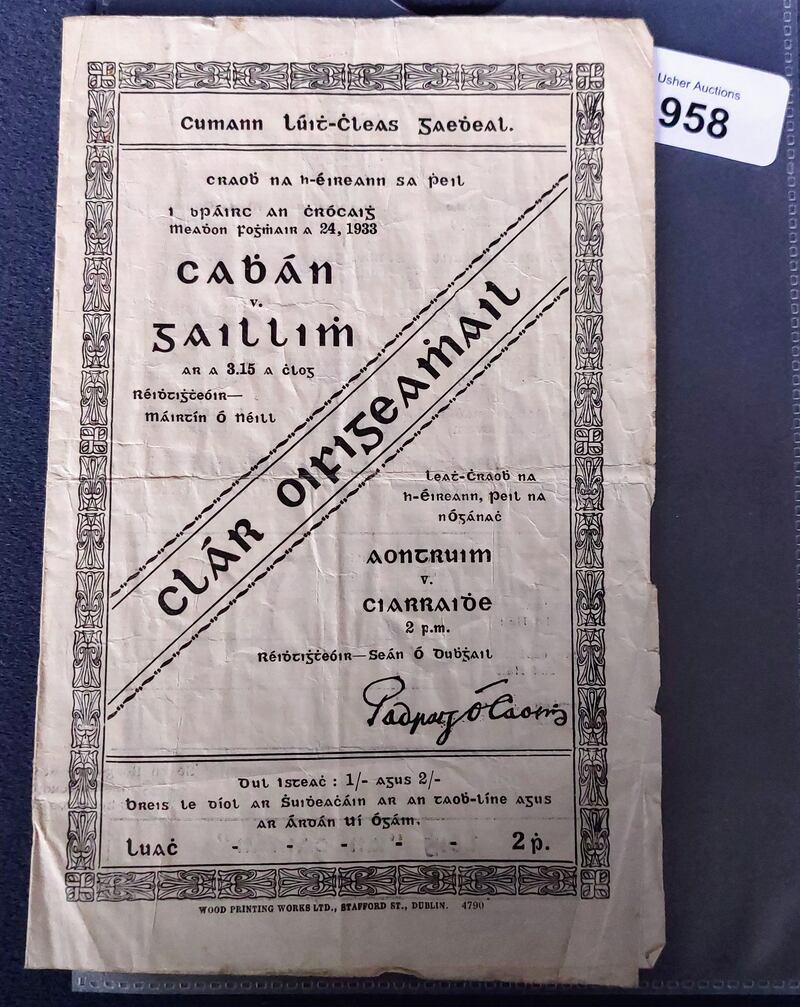 1933 All-Ireland Finals match programme