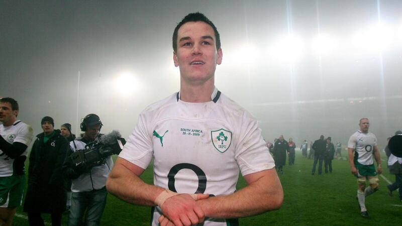 Johnny Sexton celebrates after Ireland’s win over South Africa in 2009. Photograph: Dan Sheridan/Inpho