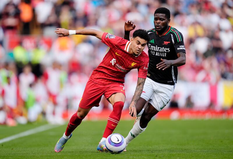 Liverpool's Luis Diaz and Arsenal's Thomas Partey. Photograph: Nick Potts/PA