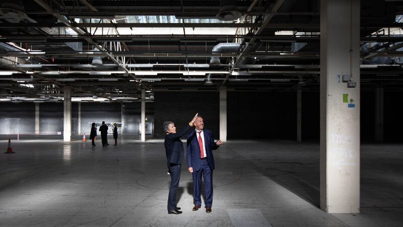 Troy Studios CEO Siún Ní Raghallaigh and chairman  Joe Devine at the announcement in September of an expansion at the Limerick studios. Photograph: Sean Curtin/True Media
