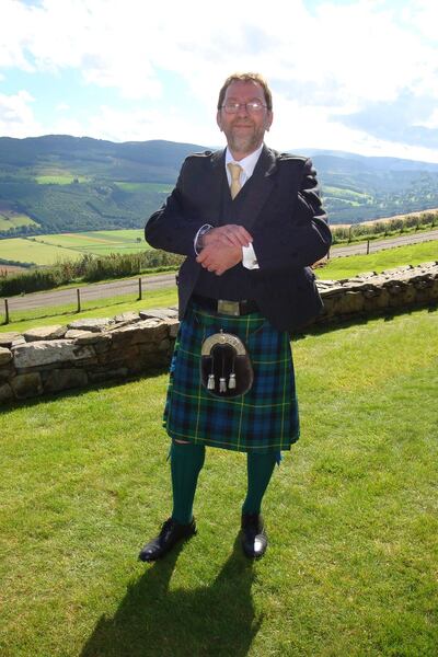 Mike Aitken at a family wedding in Aberfeldy, Scotland.