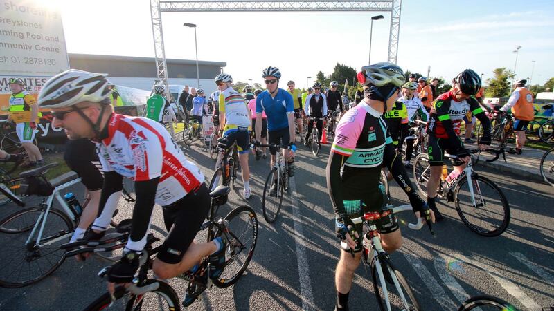Start of the Wicklow 200 Cycle Ride in Greystones. Its a 200km non-competitive ride which takes place around the roads of Wicklow. Photograph: Nick Bradshaw