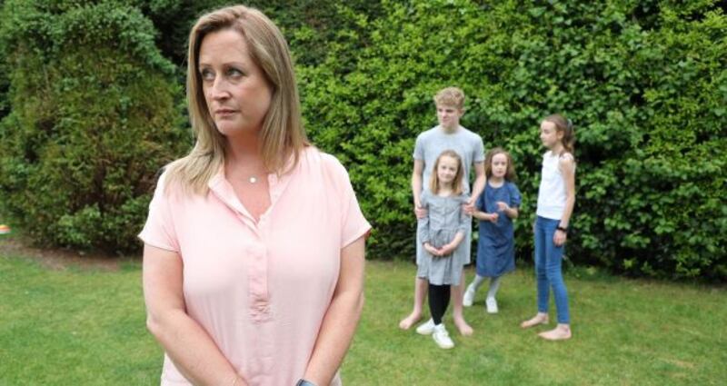 Richard O’Halloran’s wife Tara pictured with children Scarlett (6) Ben (13), Isabella (8) and Amber (11) in December 2020. Photograph: Nick Bradshaw