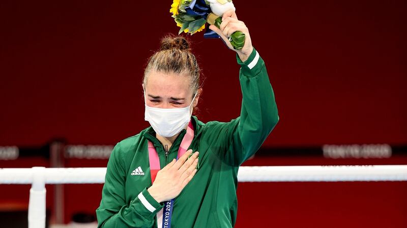 Kellie Harrington celebrates after her gold medal win in Tokyo. Photograph: Bryan Keane/Inpho
