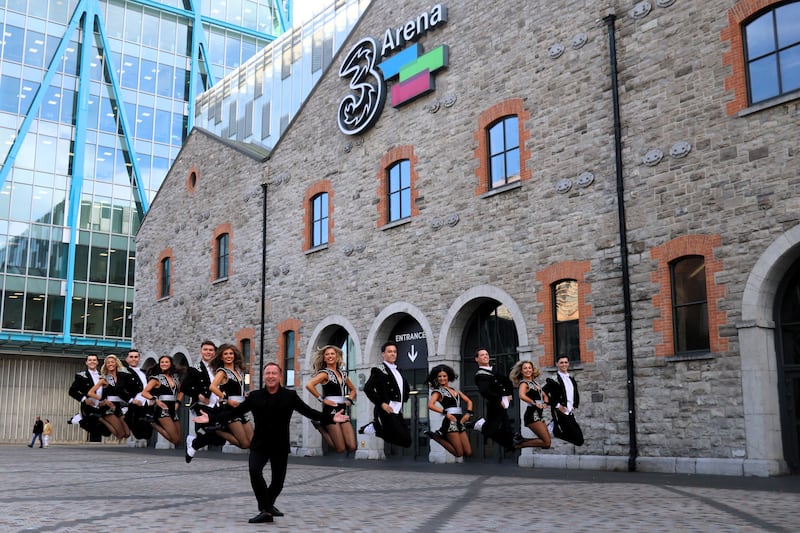 Michael Flatley with the cast of the Lord of the Dance at the 3Arena in Dublin in September.