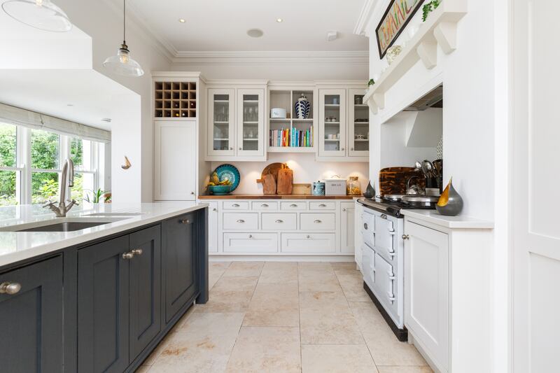 Kitchen with large island and gas Aga