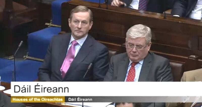 Screengrab of  Taoiseach Enda Kenny (left) and Tánaiste Eamon Gilmore in the Dáil this morning