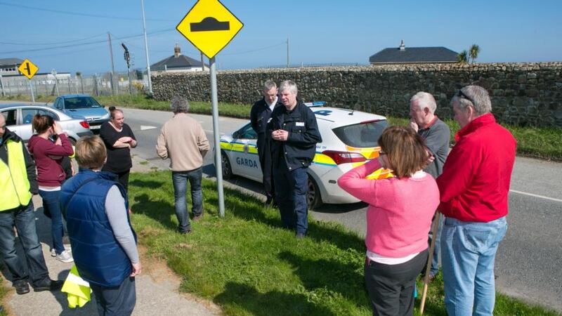 Garda Sgt Pat Carroll informs  volunteers that a body had been found in the seach for Anne Shortall, who had been missing since Good Friday. Photograph: Michael Kelly