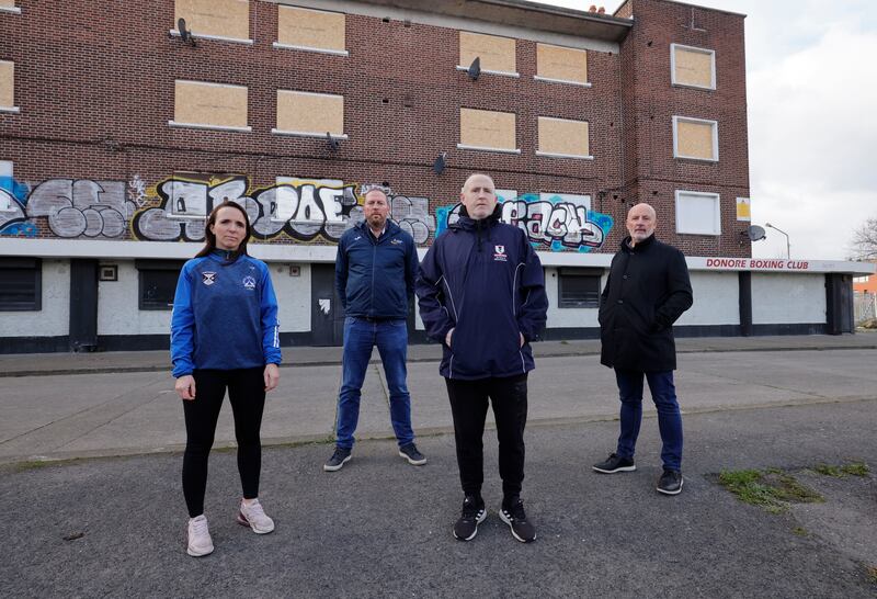 Jenny Kearns from Kevins, Tom Magee of Liberty Saints Rugby, Miley Warren of St Teresa's Gardens Football Club and JJ O’Mahony from Sporting Liberties. Photograph: Alan Betson / The Irish Times

