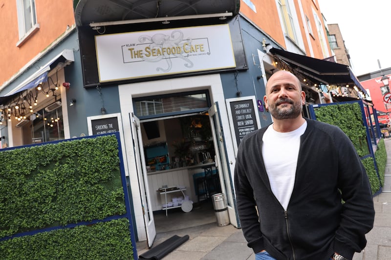 Niall Sabongi, outside Klaw; The Seafood Cafe in Temple Bar, Dublin. Photograph: Dara Mac Dónaill








Photograph: Dara Mac Donaill / The Irish Times