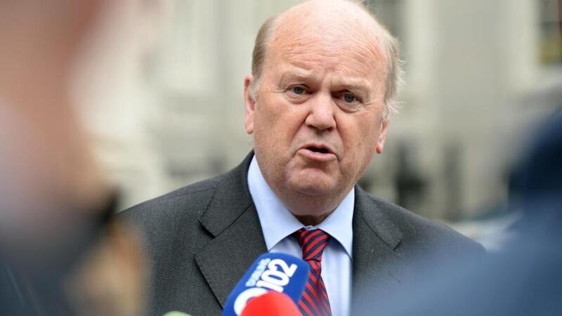 The Minister for Finance Michael Noonan responding to the publication of the latest Quarterly National Accounts, at Government Buildings today. Photograph: Eric Luke / The Irish Times