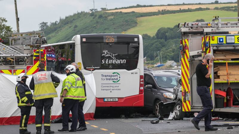 The scene of the crash in Monkstown village, Co Cork. Photograph: Daragh Mc Sweeney/Provision